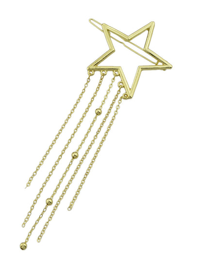 Gold Star Long Chain Tassel Hairgrips Wedding Party Hair Clips Hair Barrettes